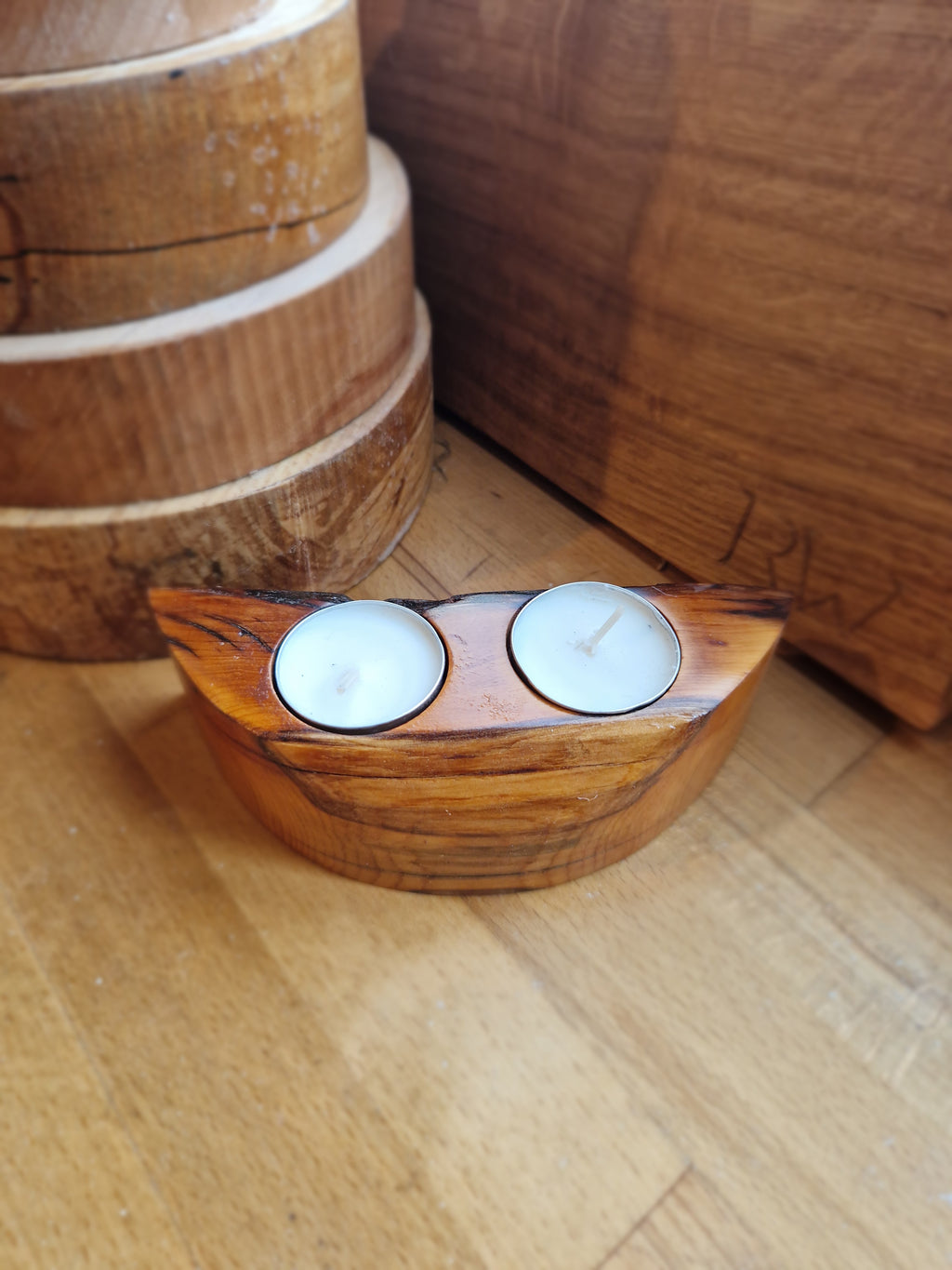 Yew Double Tealight Holder